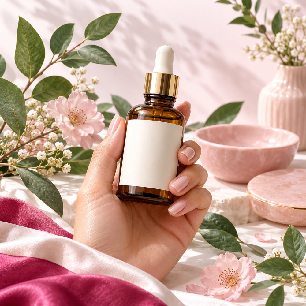 Generated botanical skincare illustration; not a PRP procedure or treatment result